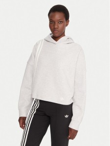 adidas Bluza Off Placed 3-Stripes JW3596 Szary Regular Fit