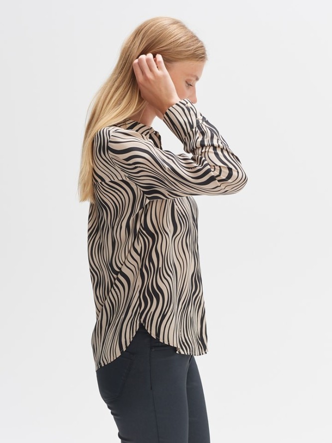 OPUS Bluzka "Falkine" w kolorze beżowo-czarnym rozmiar: 44