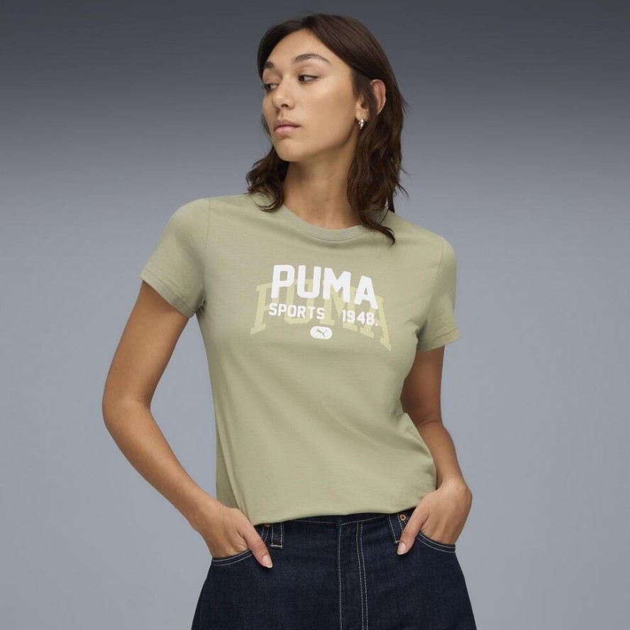 Damska koszulka z grafiką w uniwersyteckim stylu PUMA