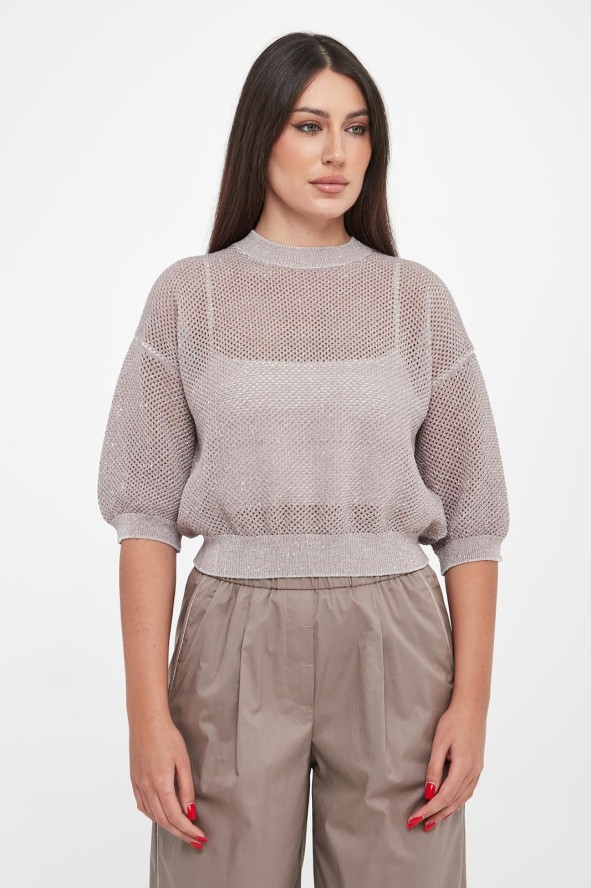 Sweter damski pleciony z cekinami PESERICO