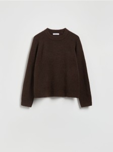 Sweter z domieszką wełny - ciemnobrązowy