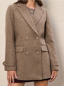 Klasyczny płaszcz dwurzędowy - beżowy