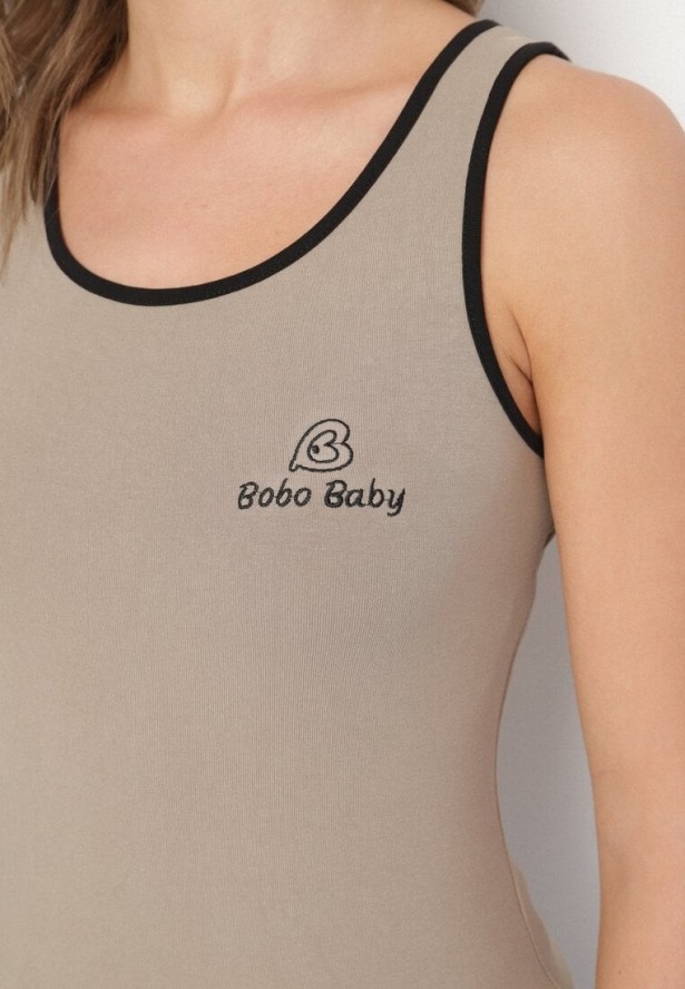 Ciemnozielony Wiskozowy Top Ozdobiony Nadrukiem Amovara