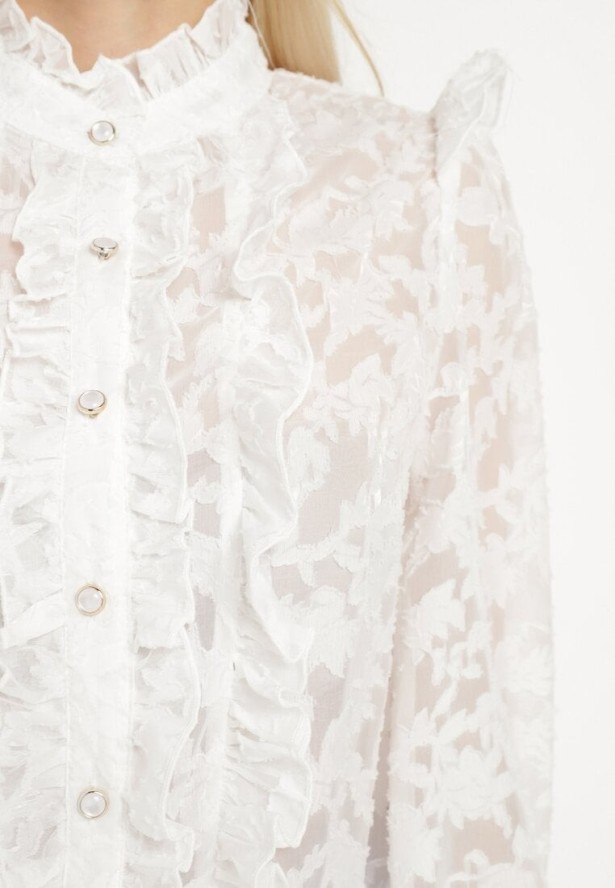 Biała Koszula z Koronki z Ozdobnymi Guzikami Zelmi