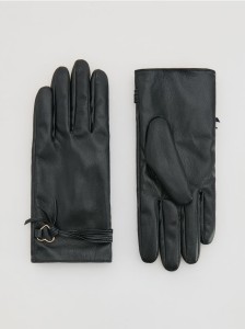 Rękawiczki z ozdobną aplikacją - czarny