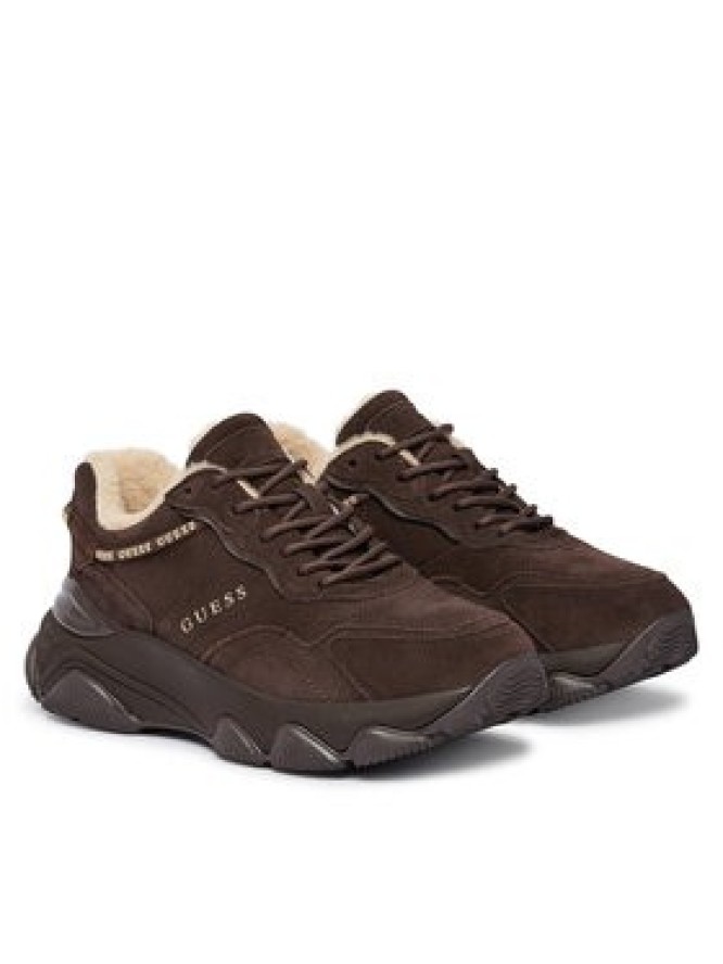 Guess Sneakersy FLFMI3 SUE12 Brązowy ciemny