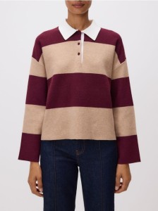 Sweter polo w paski - wielobarwny