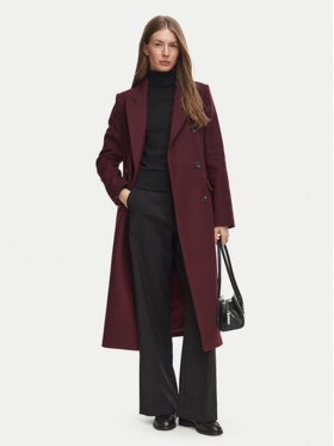 Tommy Hilfiger Płaszcz wełniany Classic WW0WW51525 Bordowy Regular Fit
