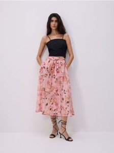 Wzorzysta spódnica z lyocellem - wielobarwny