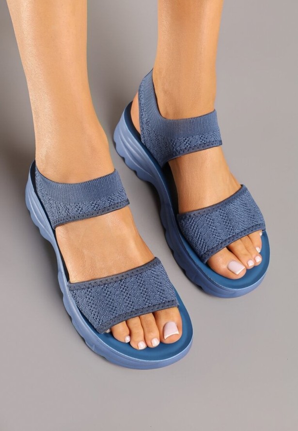 Niebieskie Sportowe Sandały z Elastycznymi Paskami Paliona