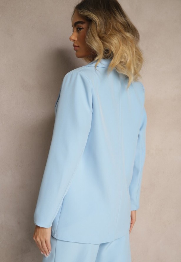 Niebieska Pudełkowa Marynarka z Imitacją Kieszeni Vivisae