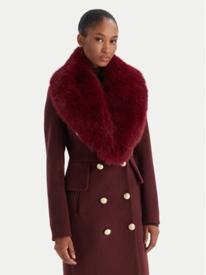 YES LONDON Płaszcz wełniany CD1230ECO Bordowy Regular Fit