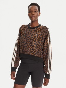 adidas Bluza Leopard JW7303 Brązowy Regular Fit