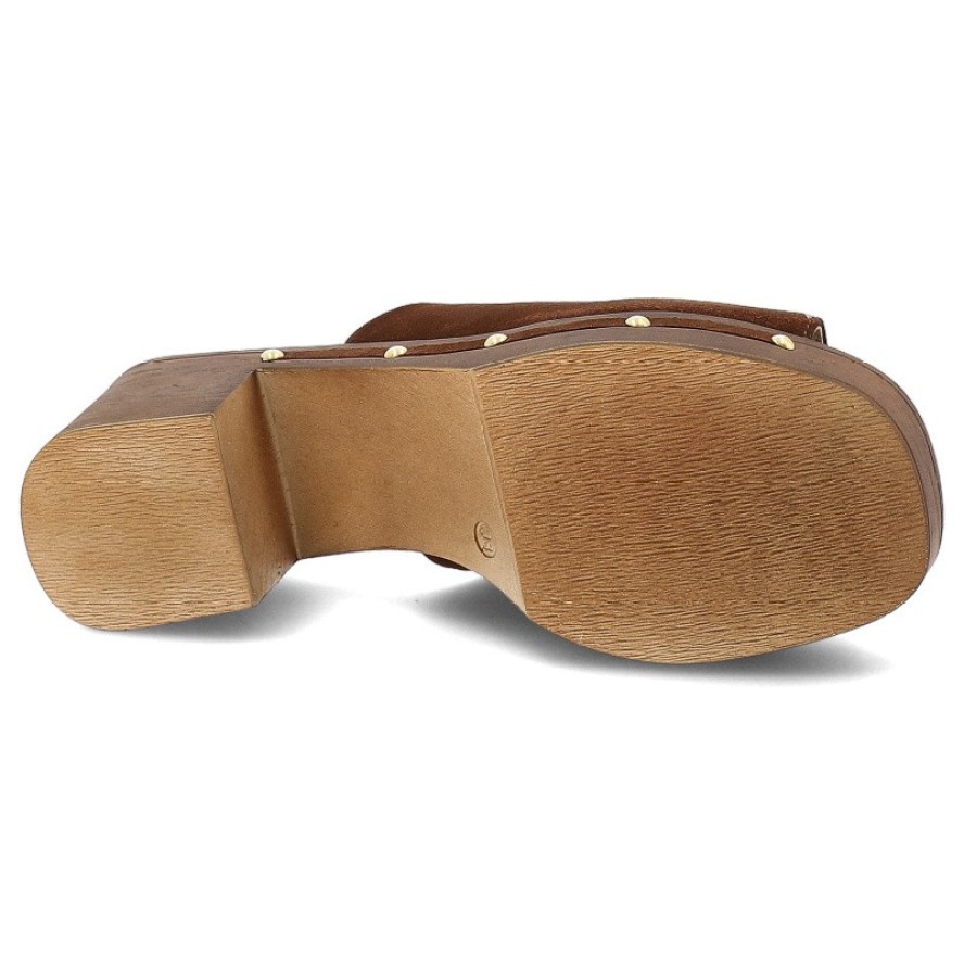 Brązowe Klapki Simen Eleganckie Obuwie Damskie