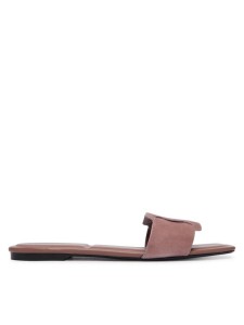 Calvin Klein Klapki Square Flat Sndl Embl Suede HW0HW03055 Różowy