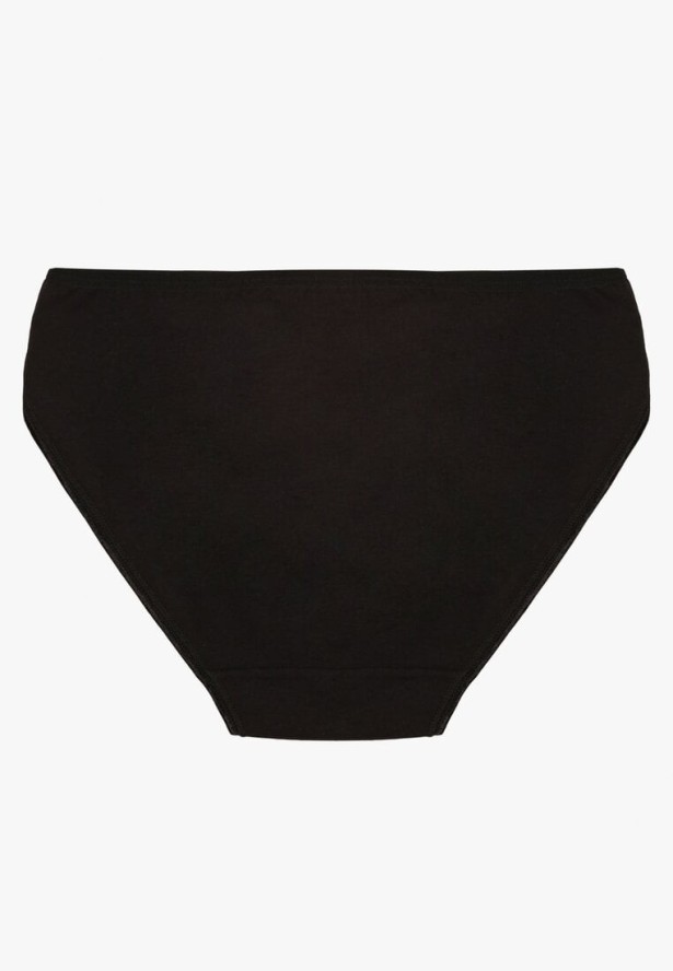 Czarne Gładkie Majtki Figi z Bawełny Venessila