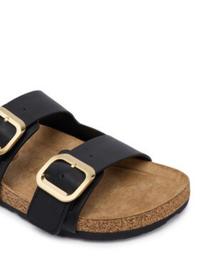 Tommy Hilfiger Klapki Leather Double Strap Cork Sandals FW0FW09118 Czarny