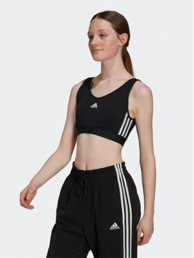 adidas Koszulka techniczna Essentials 3-Stripes Crop Top With Removable Pads GS1343 Czarny