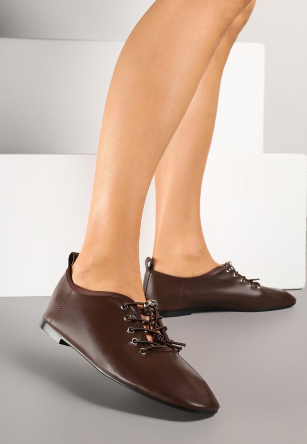 Brązowe Półbuty ze Sznurowaniem ze Stoperem Julirine