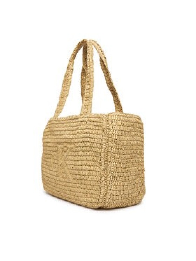 Calvin Klein Torebka Bold Ck Raffia Medium Tote LV04F3447G Brązowy