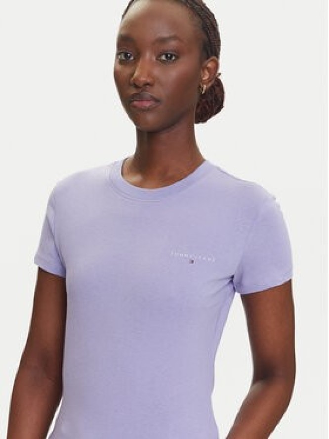 Tommy Jeans T-Shirt Linear DW0DW21164 Fioletowy Slim Fit