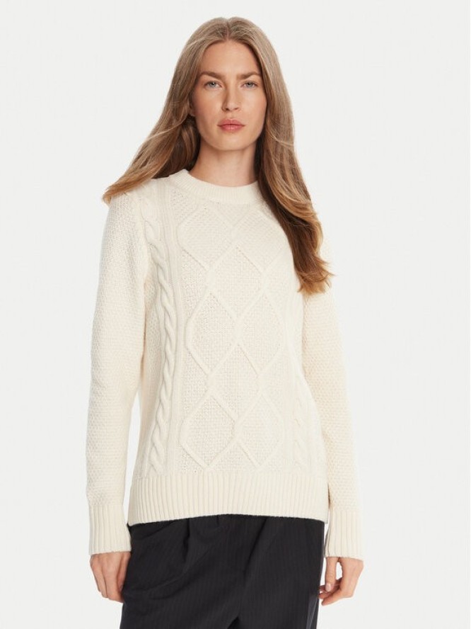 Barbour Sweter Burne Crew LKN1572WH51 Écru Regular Fit