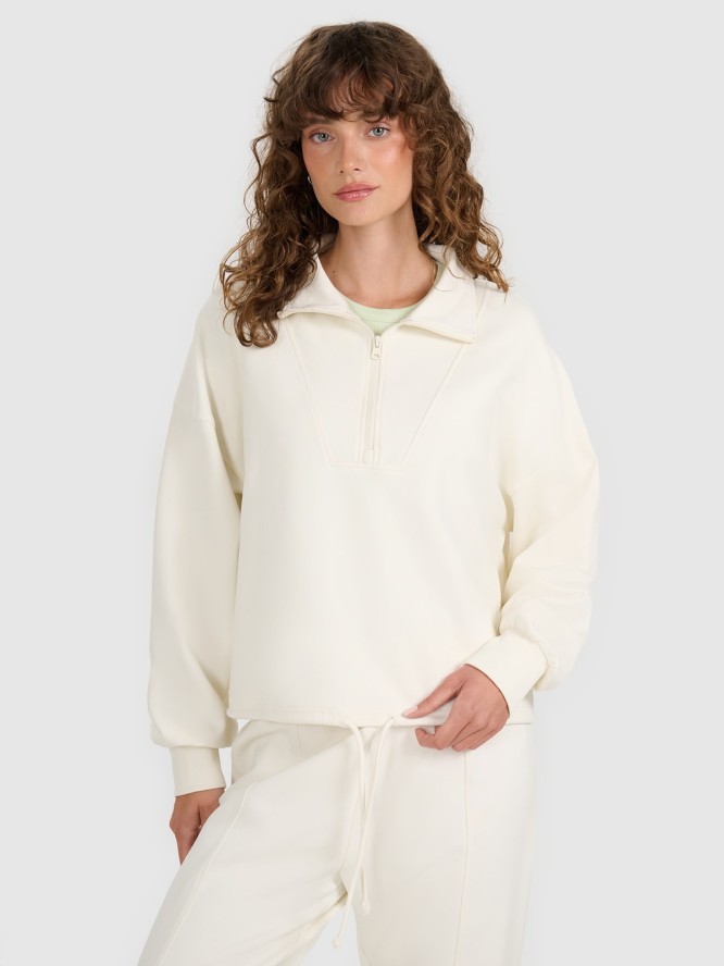 4F Bluza dresowa nierozpinana bez kaptura damska - beżowa S