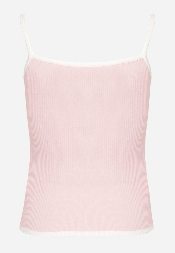 Różowy Prążkowany Top z Ozdobnymi Kokardami Evilellis