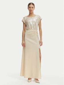 Rinascimento Sukienka wieczorowa CFC0020276002 Beżowy Slim Fit