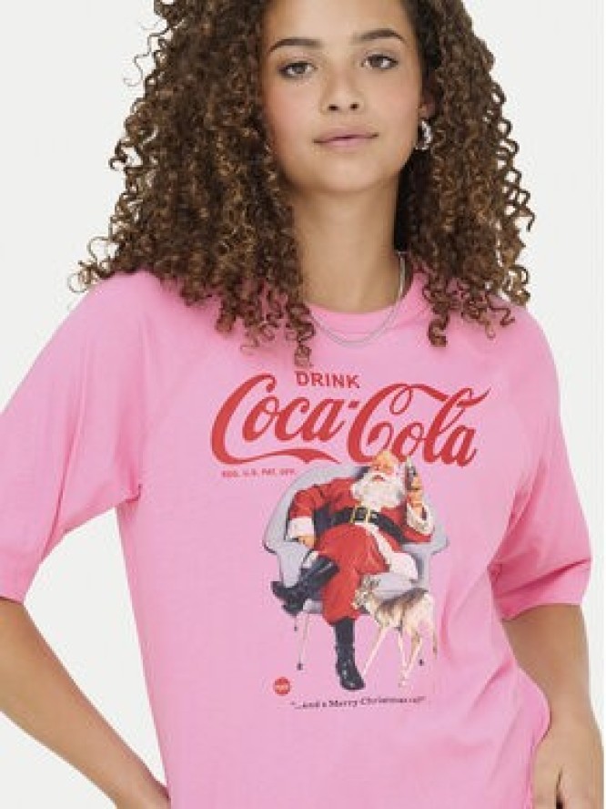 ONLY T-Shirt Coca Cola 15355794 Różowy Regular Fit