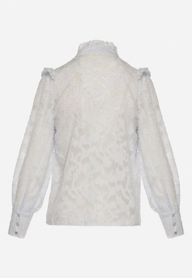 Niebieska Koszula z Koronki z Ozdobnymi Guzikami Zelmi