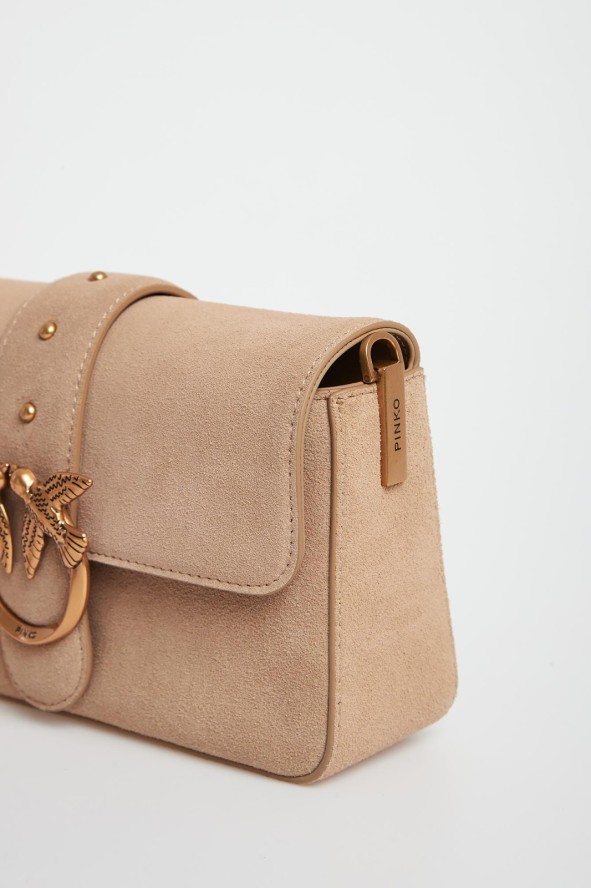 Torebka damska zamszowa skóra Mini Slouchy Fl Suede PINKO