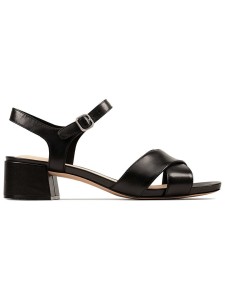 Clarks Skórzane sandały "Sheer35 Strap" w kolorze czarnym na obcasie rozmiar: 38
