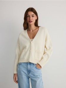 Bawełniany kardigan - kremowy