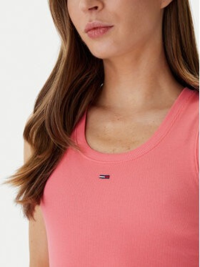 Tommy Jeans Top Essential DW0DW20673 Różowy Slim Fit