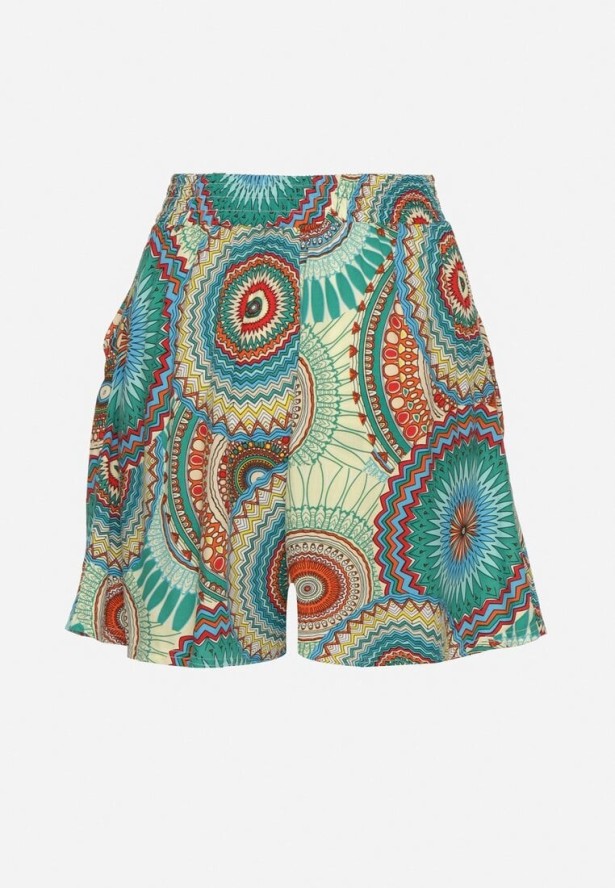 Zielone Szorty z Bawełny ze Wzorem Boho Kolariela