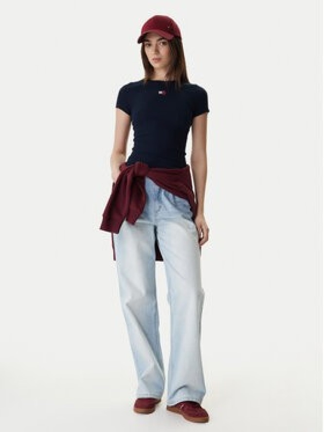 Tommy Jeans Longsleeve Badge DW0DW17881 Granatowy Slim Fit