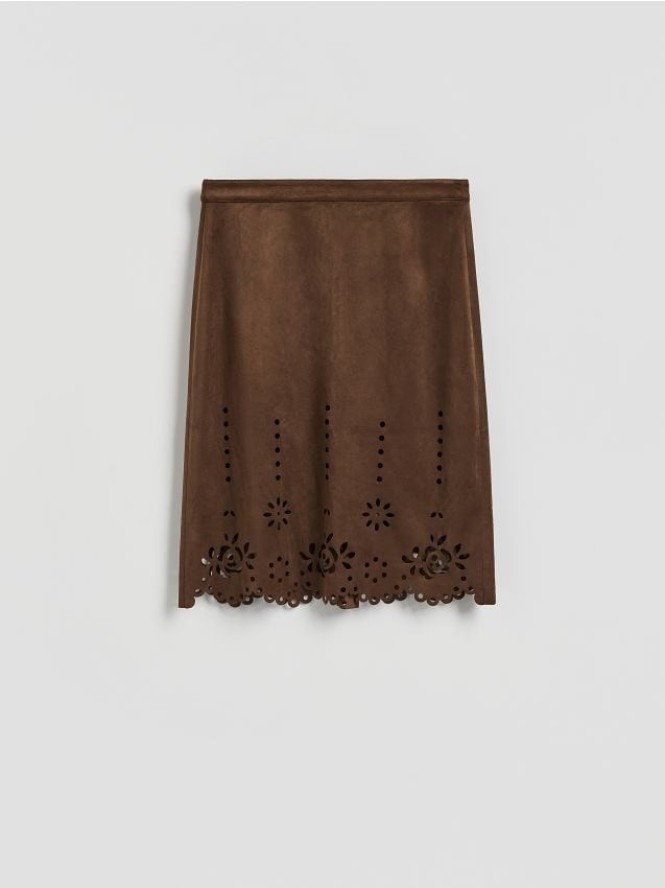 Spódnica z ozdobnym wycięciem - brązowy