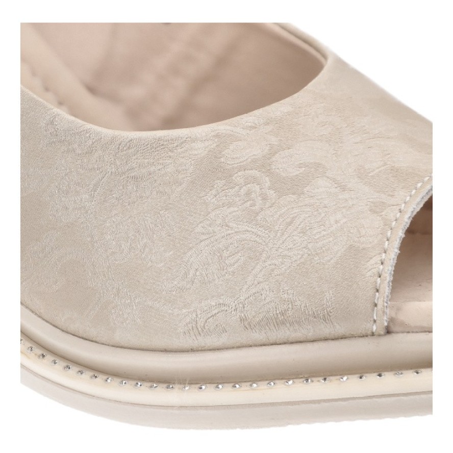 Złote Sandały S.Barski Eleganckie Obuwie Damskie Na Koturnie