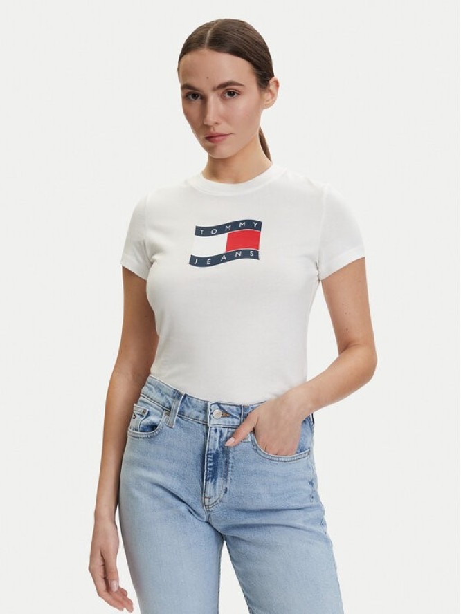 Tommy Jeans T-Shirt DW0DW22781 Écru Regular Fit