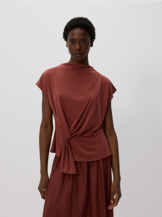 Gładka bluzka z modalem - miedziany