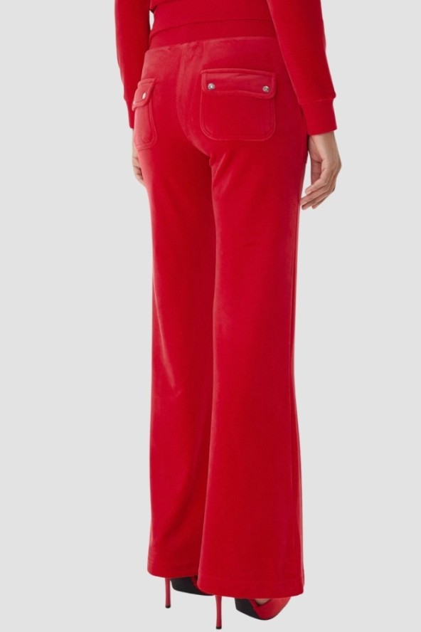 JUICY COUTURE Czerwone spodnie dresowe damskie Layla Low Rise Pocket, Rozmiar XS
