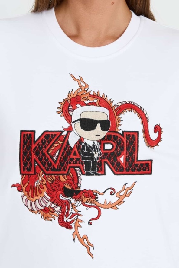 KARL LAGERFELD Biała damska bluza ikonik lny, Rozmiar XS