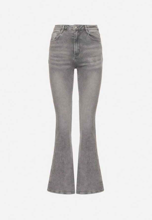 Szare Jeansy Dzwony z Wysokim Stanem Talunea