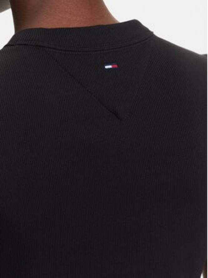 Tommy Jeans T-Shirt Script Label DW0DW21402 Czarny Slim Fit