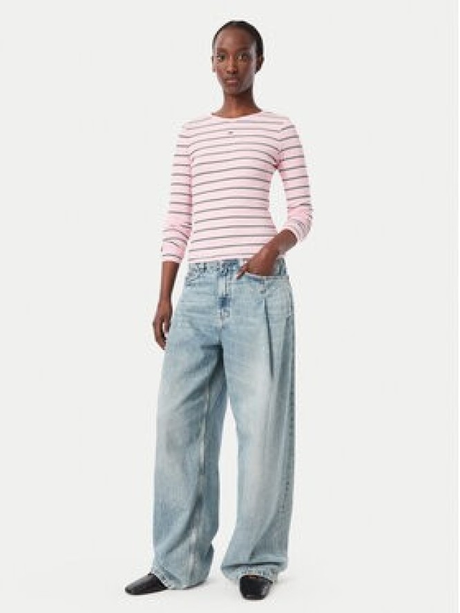Tommy Jeans Bluzka Essential DW0DW17387 Różowy jasny Slim Fit