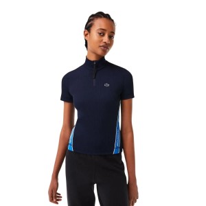 Koszulka damska Lacoste Contrast Bands Zip Neck Polo