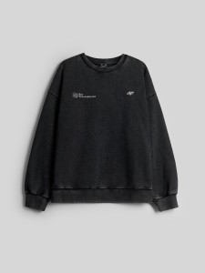 4F Bluza dresowa loose z nadrukiem damska - szara M