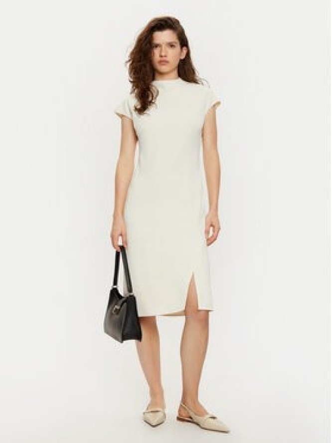Calvin Klein Sukienka codzienna Heavy Crepe Ss Bodycon Dress K20K208091 Biały Slim Fit