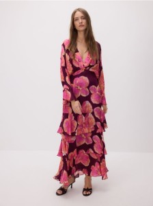 Sukienka maxi z autorskim wzorem - wielobarwny